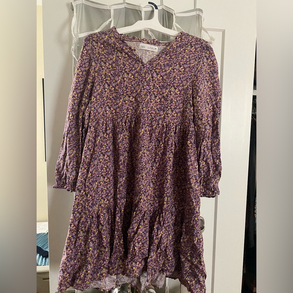 Zara girls purple floral mini dress
